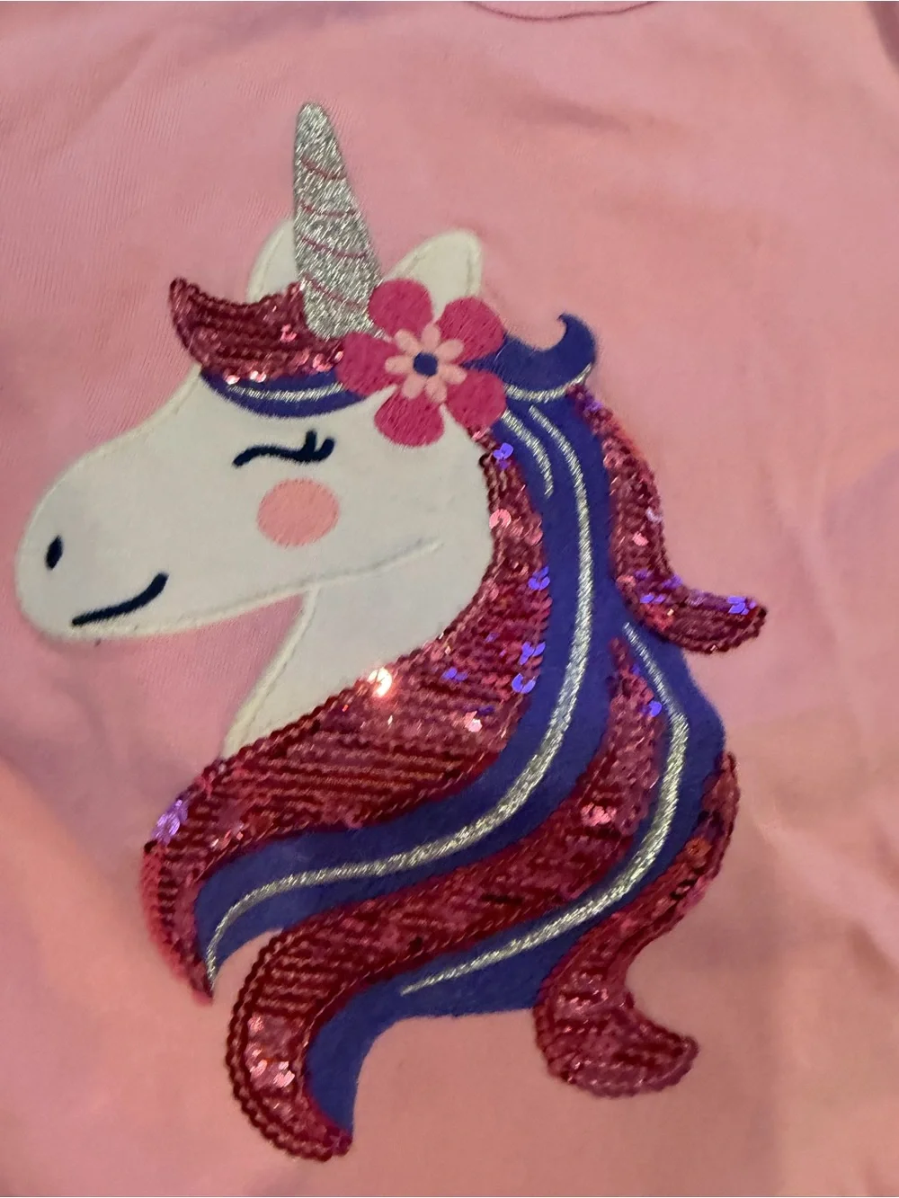 Gymboree Pink Unicorn Sequin Long Sleeve Top